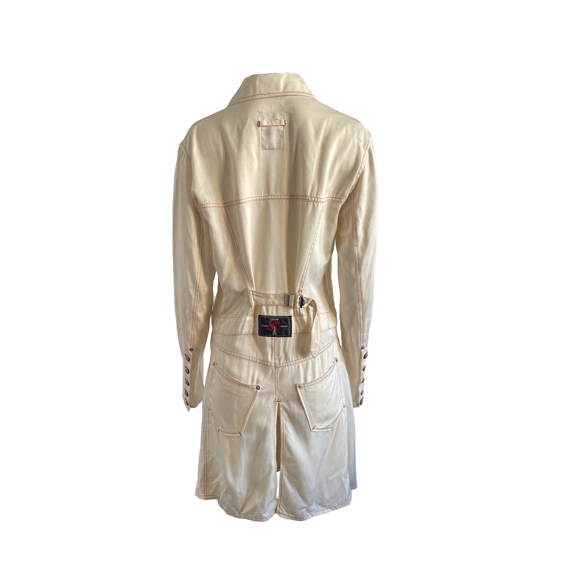 Jean Paul Gaultier Cream Button Down Dress - Apparel