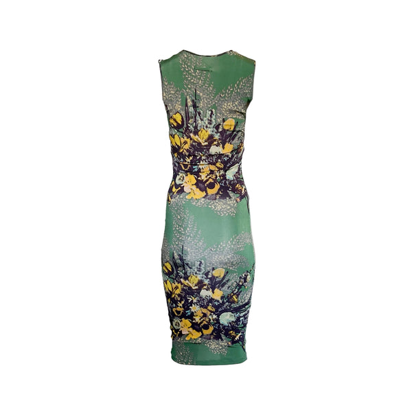 Jean Paul Gaultier Green Floral Stretch Dress - Apparel
