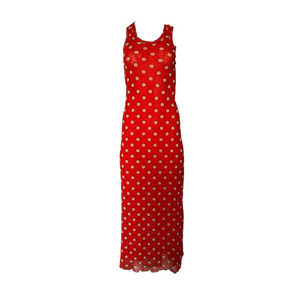 strapless open back dress Polka Dot Ruffle Hem Midi Dress S / Yellow