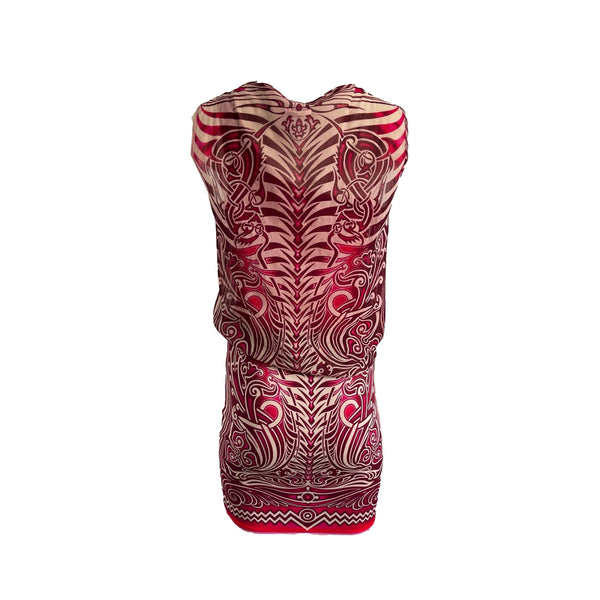 Jean Paul Gaultier Pink Print Strapless Mesh Dress - Apparel