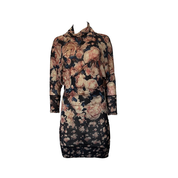 Jean Paul Gaultier Rose Print Turtleneck Dress - Apparel