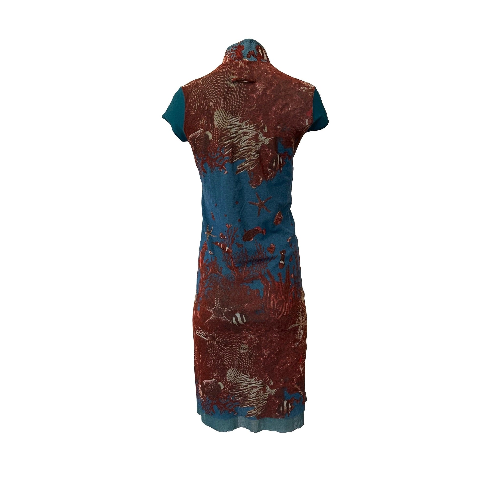 Jean Paul Gaultier Teal Aquarium Print Dress - Apparel
