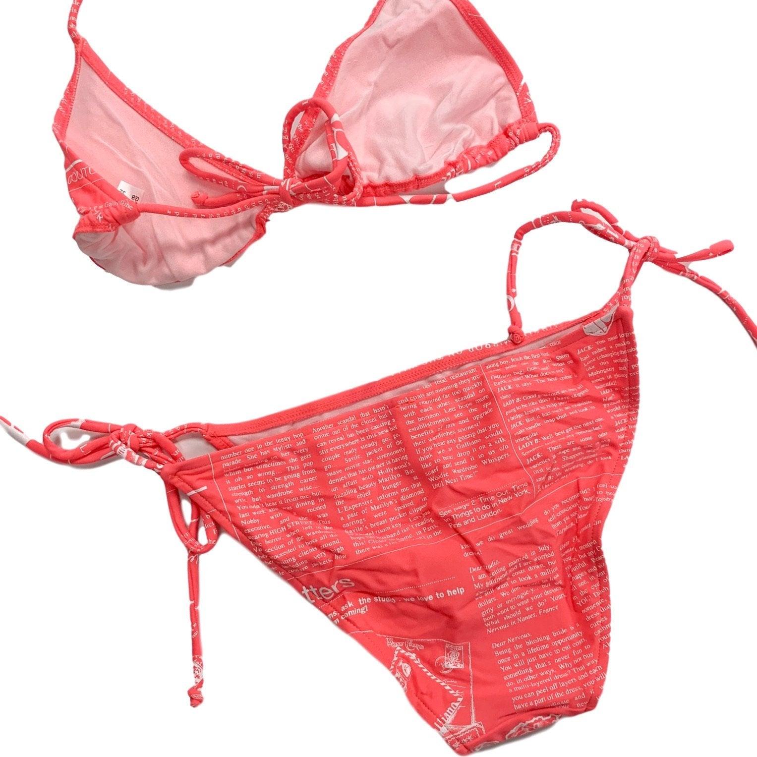 John Galliano Pink Newsprint Bikini - Swimwear