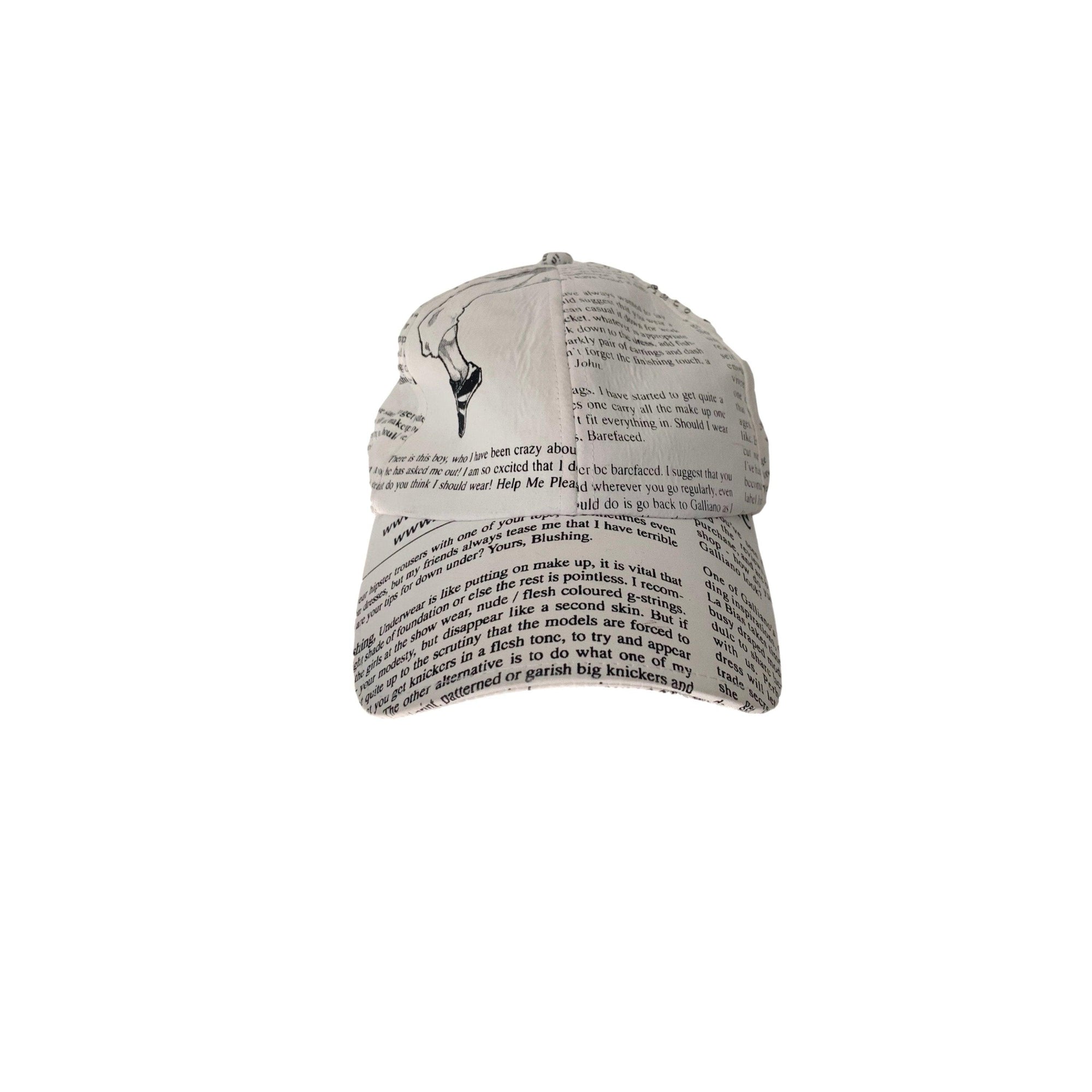 John Galliano White Newsprint Hat - Accessories