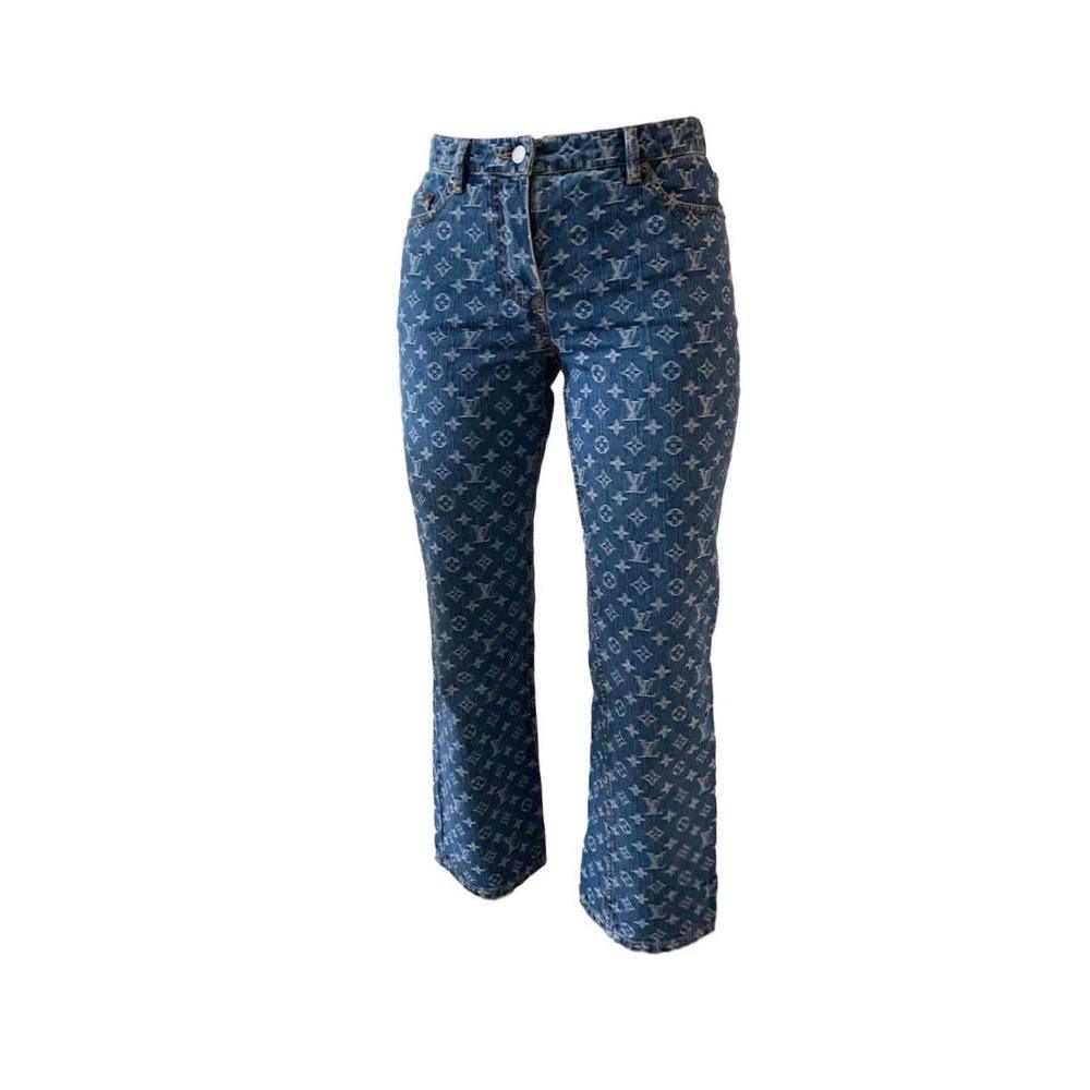 Louis Vuitton Blue Monogram Logo Jeans - Apparel
