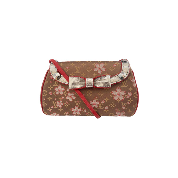 Vintage Louis Vuitton Brown Cherry Blossom Satin Mini Bag