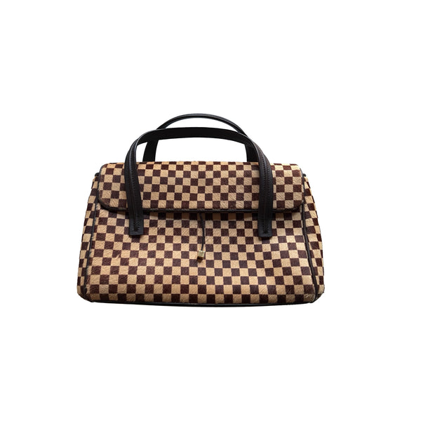 Louis Vuitton Brown Damier Calf Hair Top Handle Bag - 