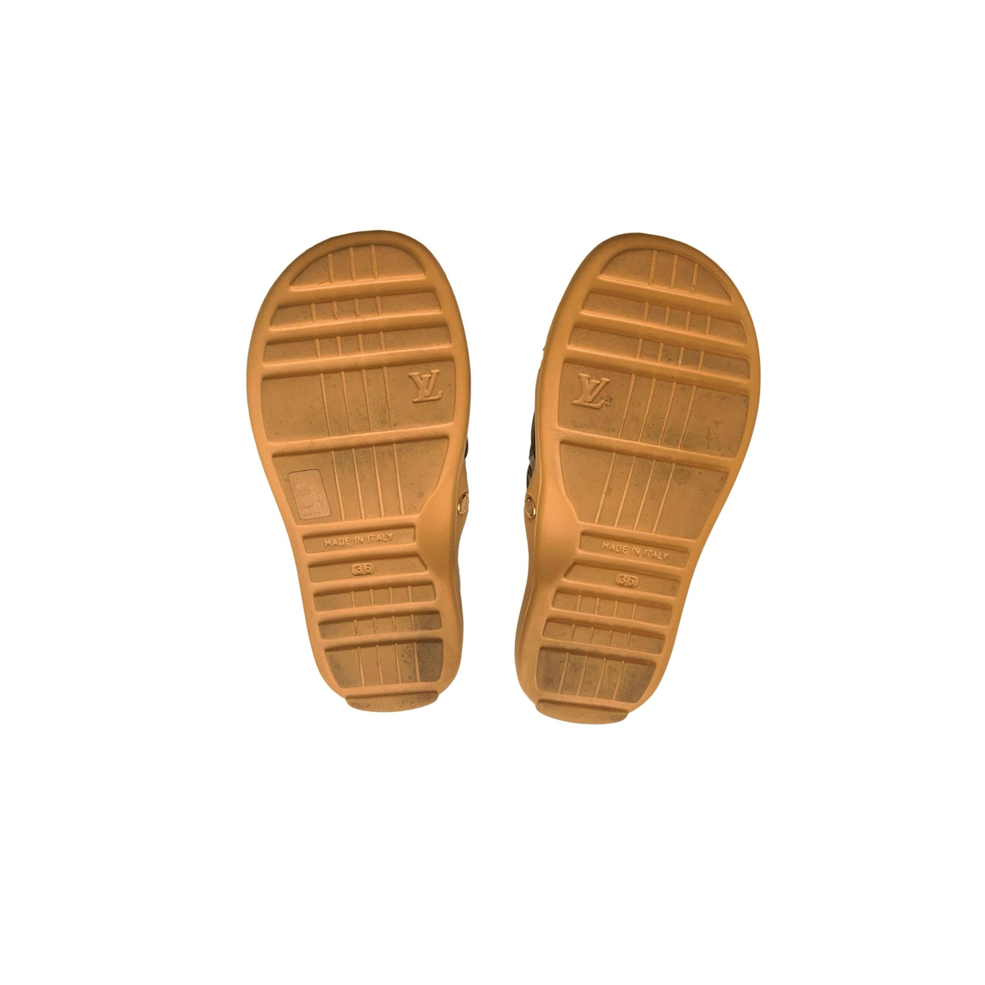 Louis Vuitton Gold Monogram Slides - Shoes