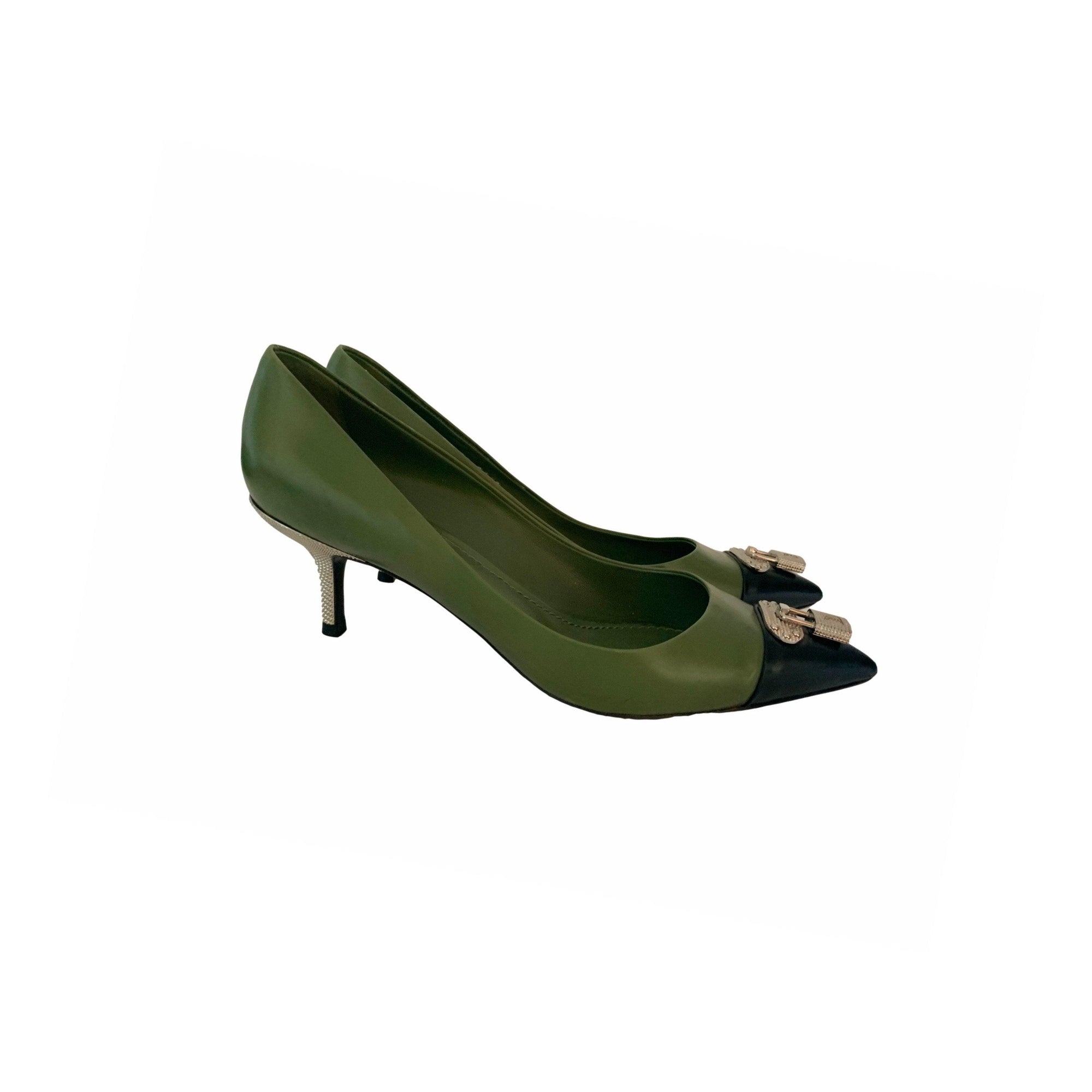 Louis Vuitton Green Lock Toe Kitten Heels - Shoes