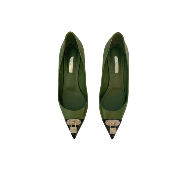 Louis Vuitton Green Lock Toe Kitten Heels - Shoes