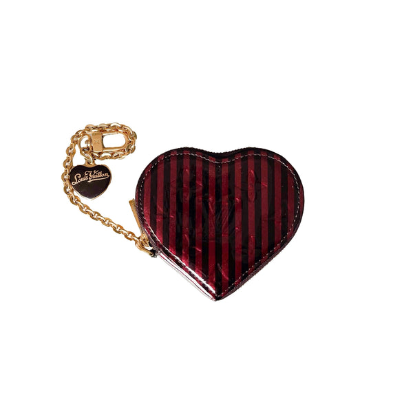 Louis Vuitton Maroon Stripe Monogram Heart Coin Purse - 