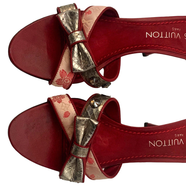 Louis Vuitton Red Embellished Kitten Heels - Shoes