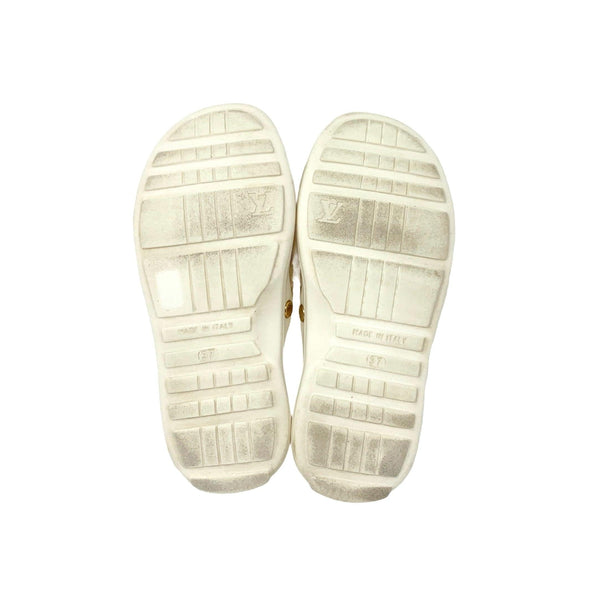 Louis Vuitton White Multicolor Monogram Slides - Shoes