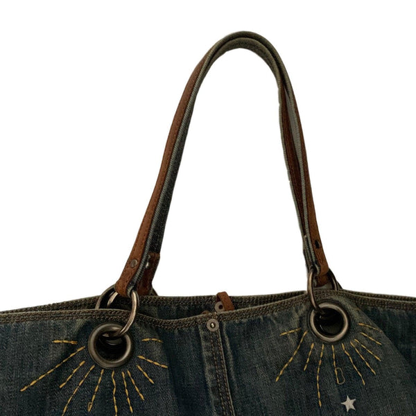 Miu Miu Denim Embroidered Tote - Handbags