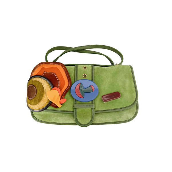 Miu Miu Green Suede Mushroom Two Way Bag - Handbags