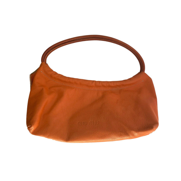 Miu Miu Orange Logo Leather Shoulder Bag - Handbags