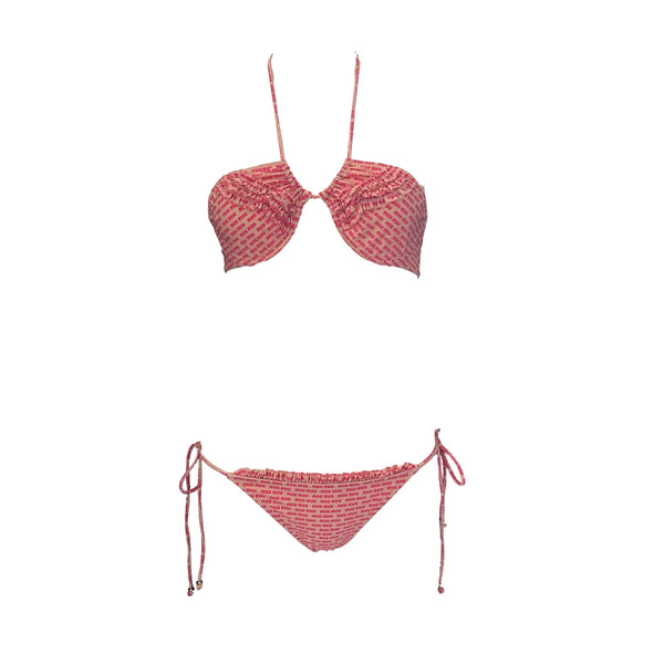 Miu Miu Pink Monogram Ruffled Bikini
