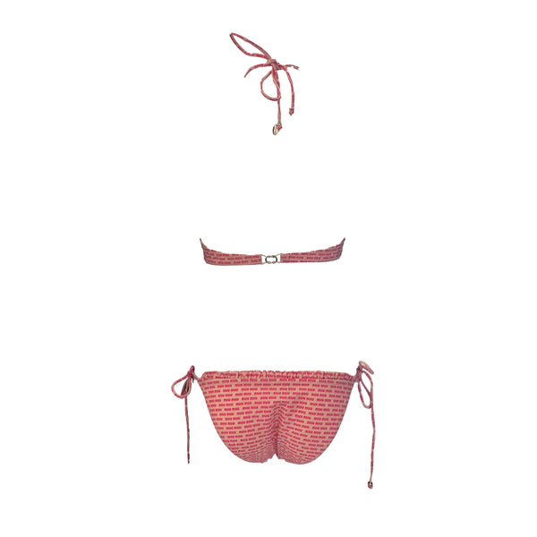 Miu Miu Pink Monogram Ruffled Bikini - Swimwear