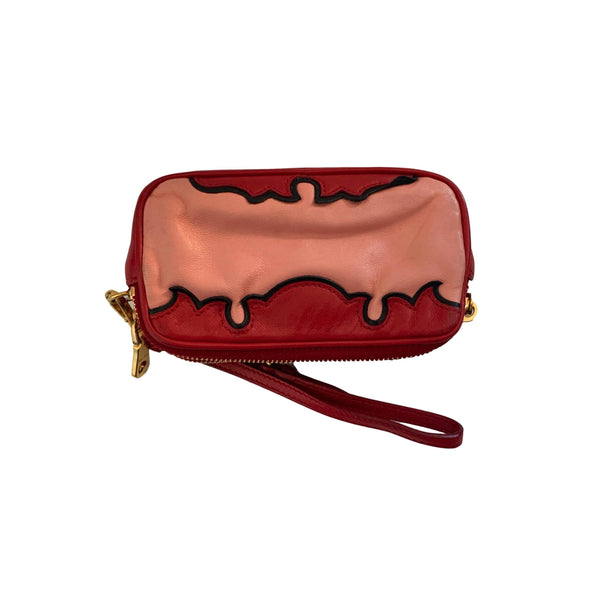 Miu Miu Red Colorblock Mini Wristlet - Handbags