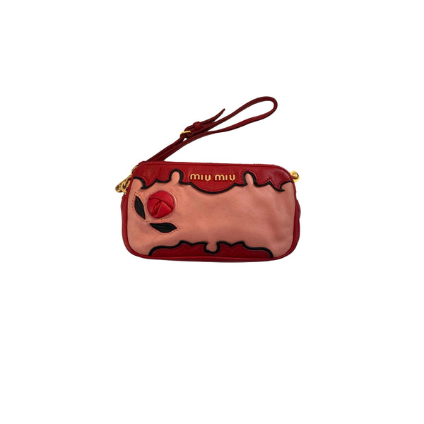 Miu Miu Red Colorblock Mini Wristlet - Handbags