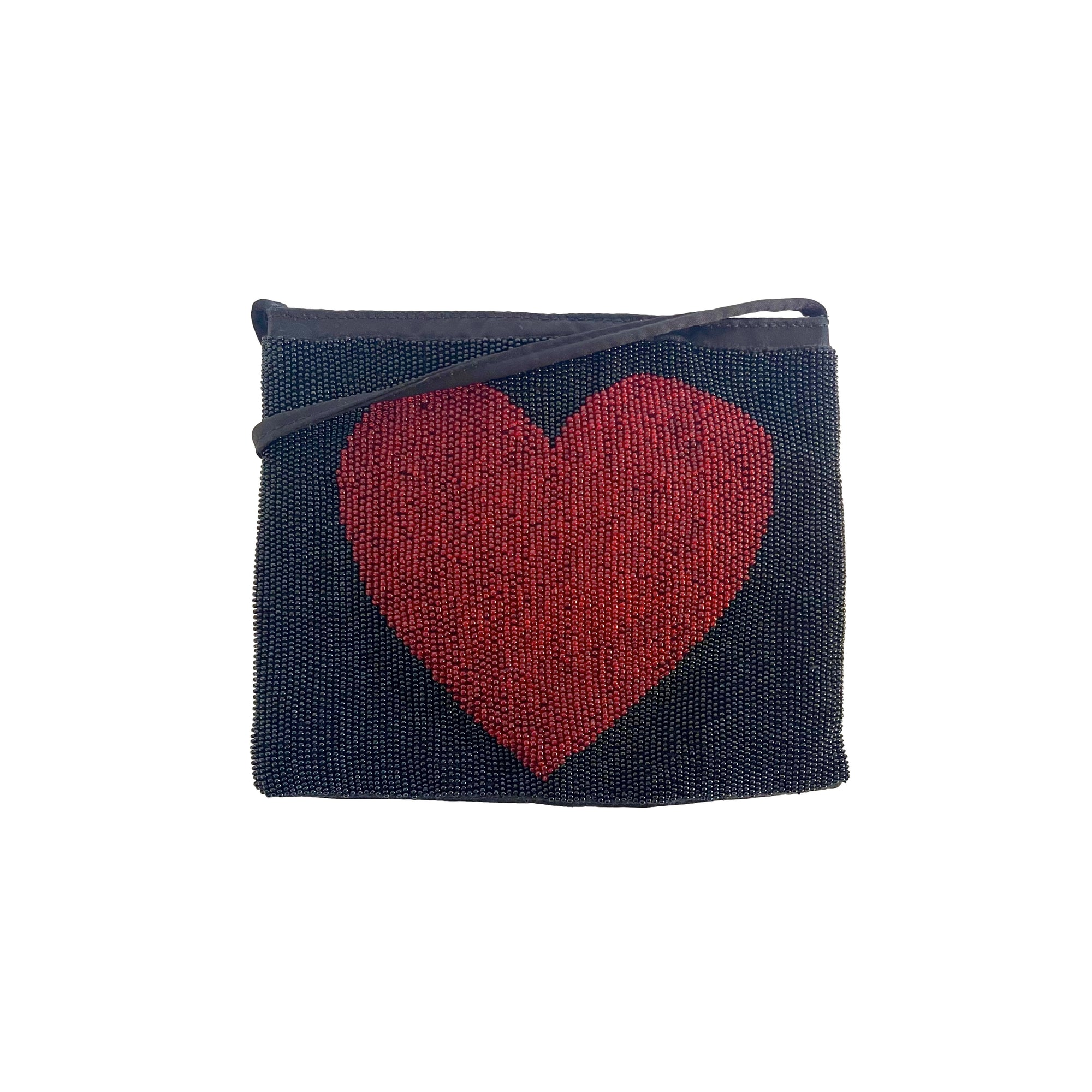 Moschino Black Heart Beaded Bag - Handbags