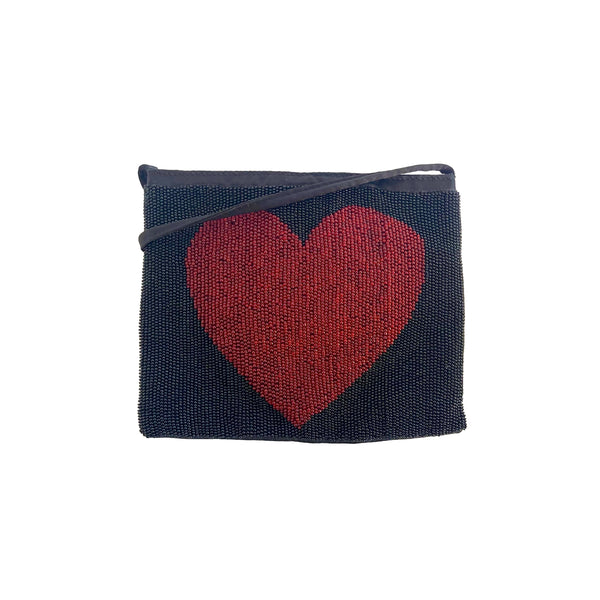 Moschino Black Heart Beaded Bag