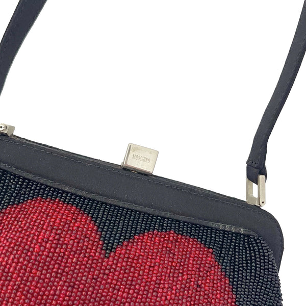 Moschino Black Heart Beaded Bag - Handbags