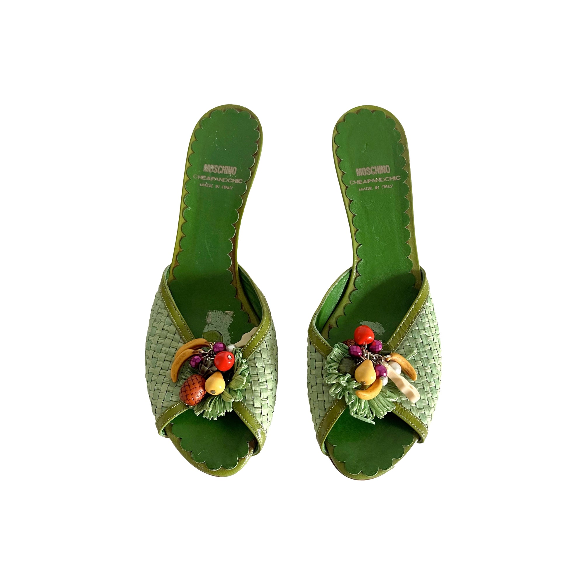 Moschino Green Straw Fruit Heels - Shoes