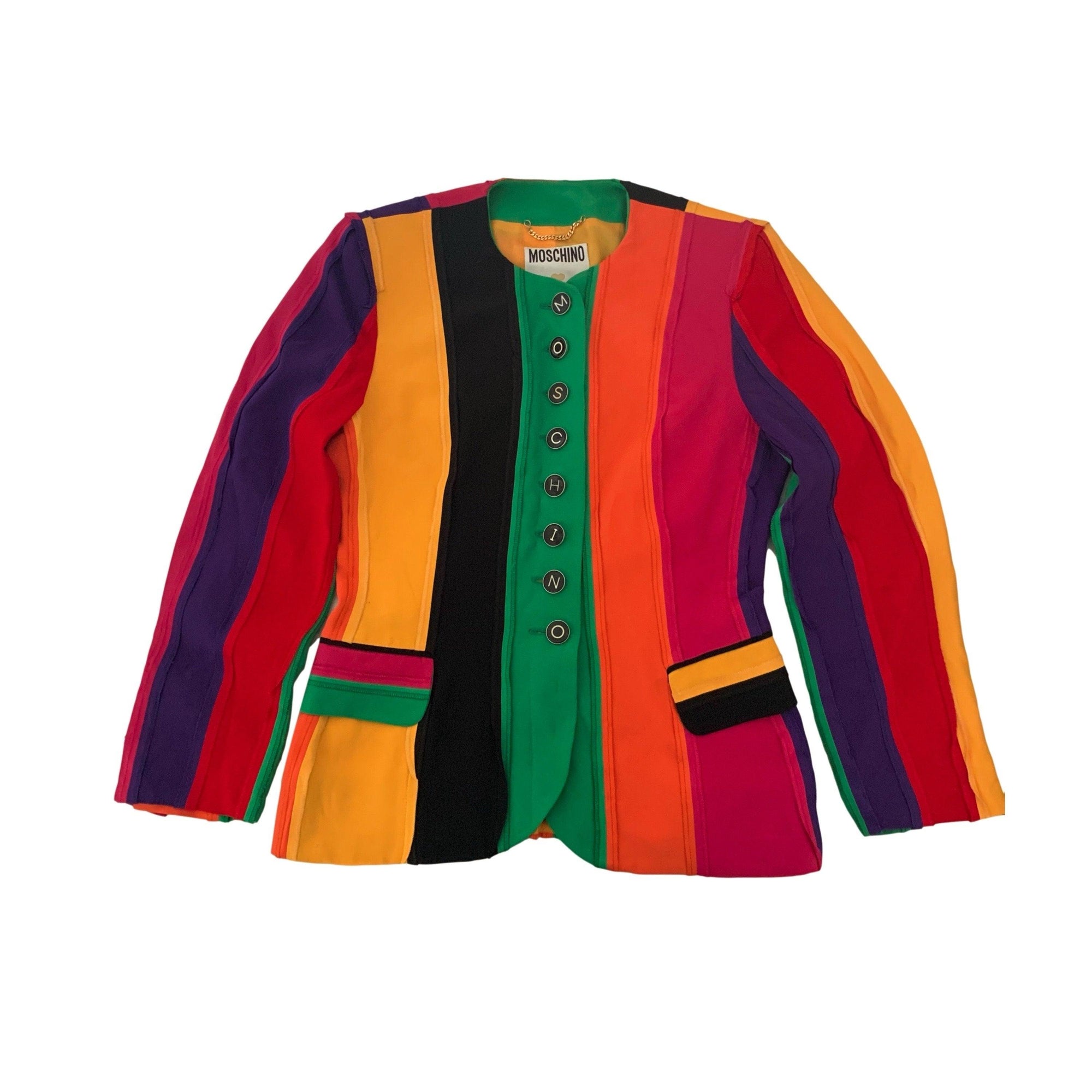 Moschino Multicolor Striped Logo Jacket - Apparel