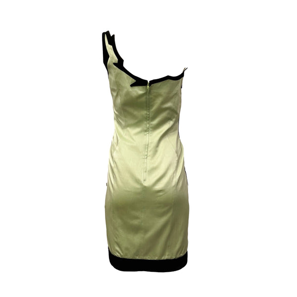 Mugler Lime Green Silk Thorn Shoulder Dress - Apparel