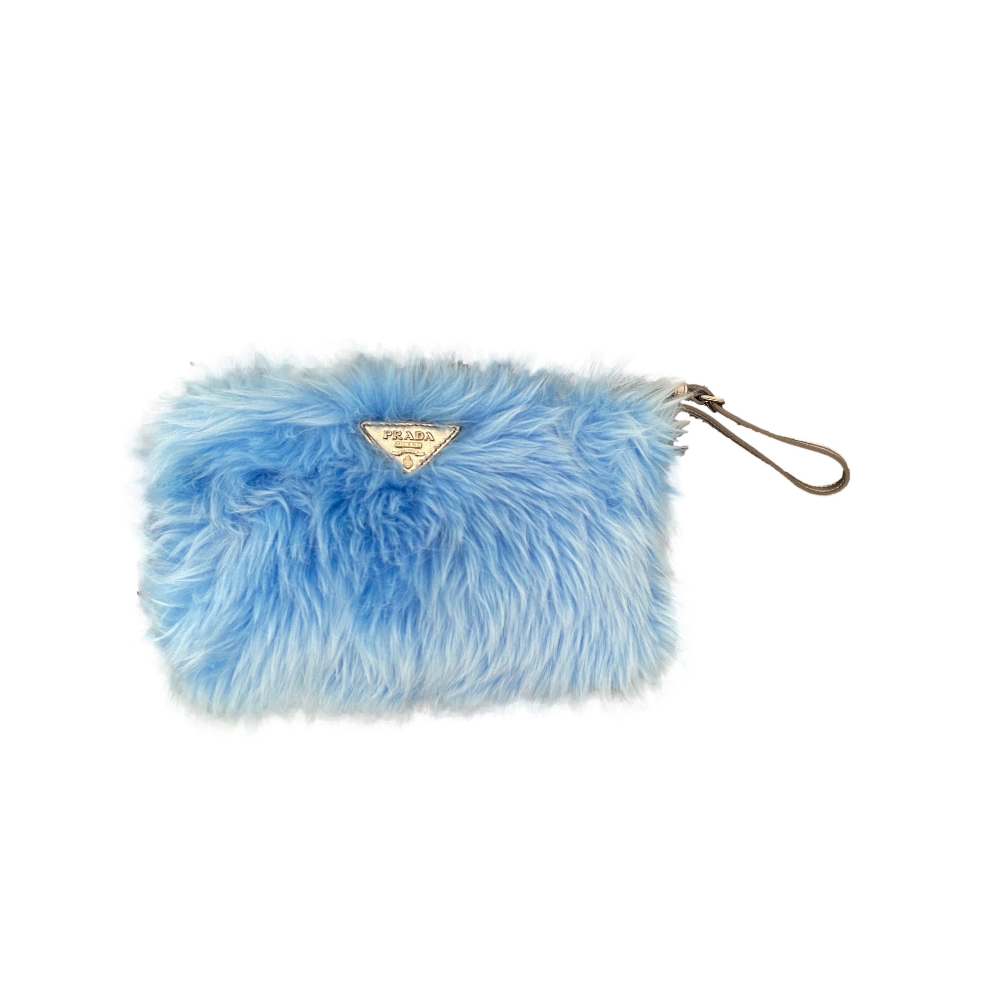 Prada Baby Blue Fuzzy Wristlet - Handbags
