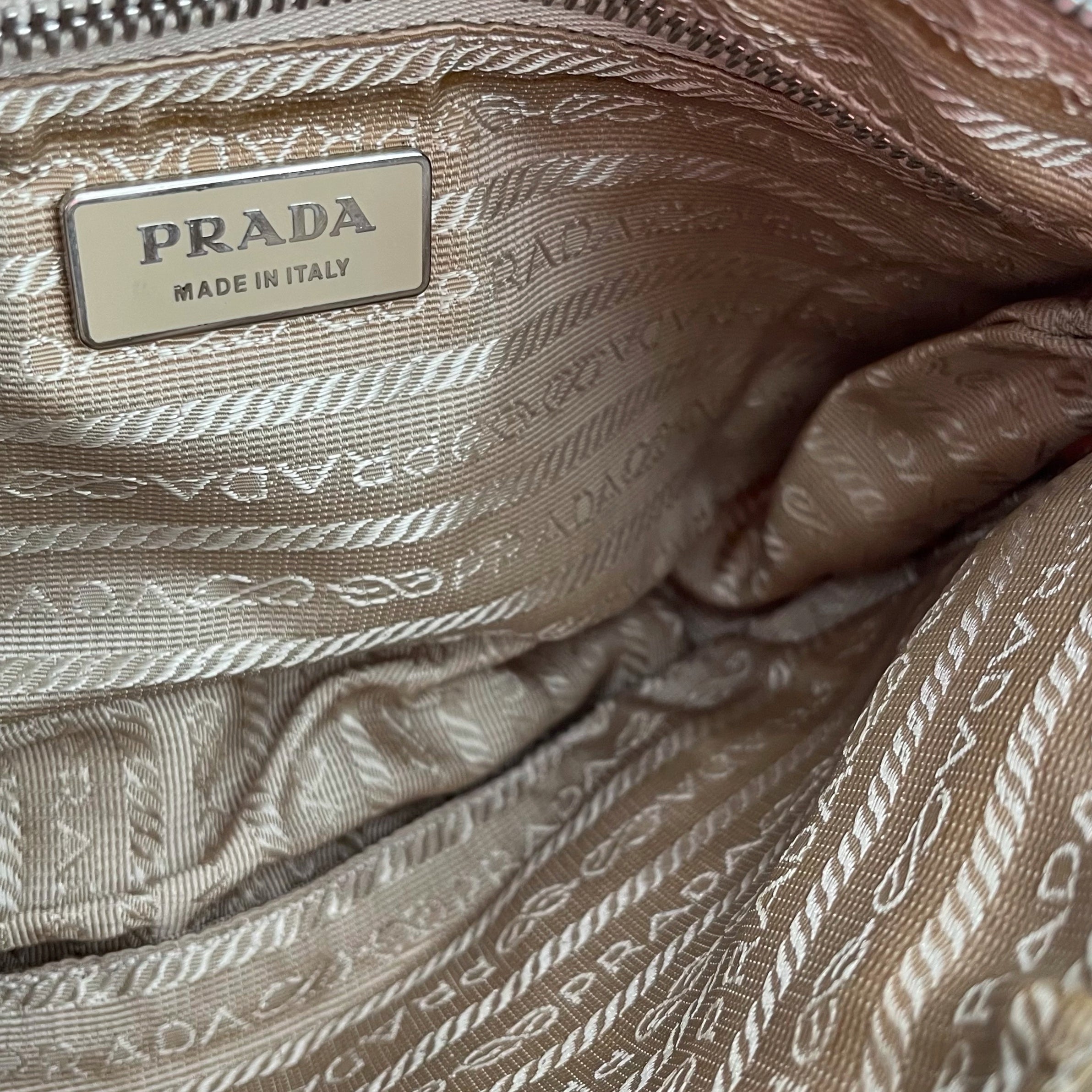 Vintage Prada Beige Nylon Print Shoulder Bag – Treasures of NYC