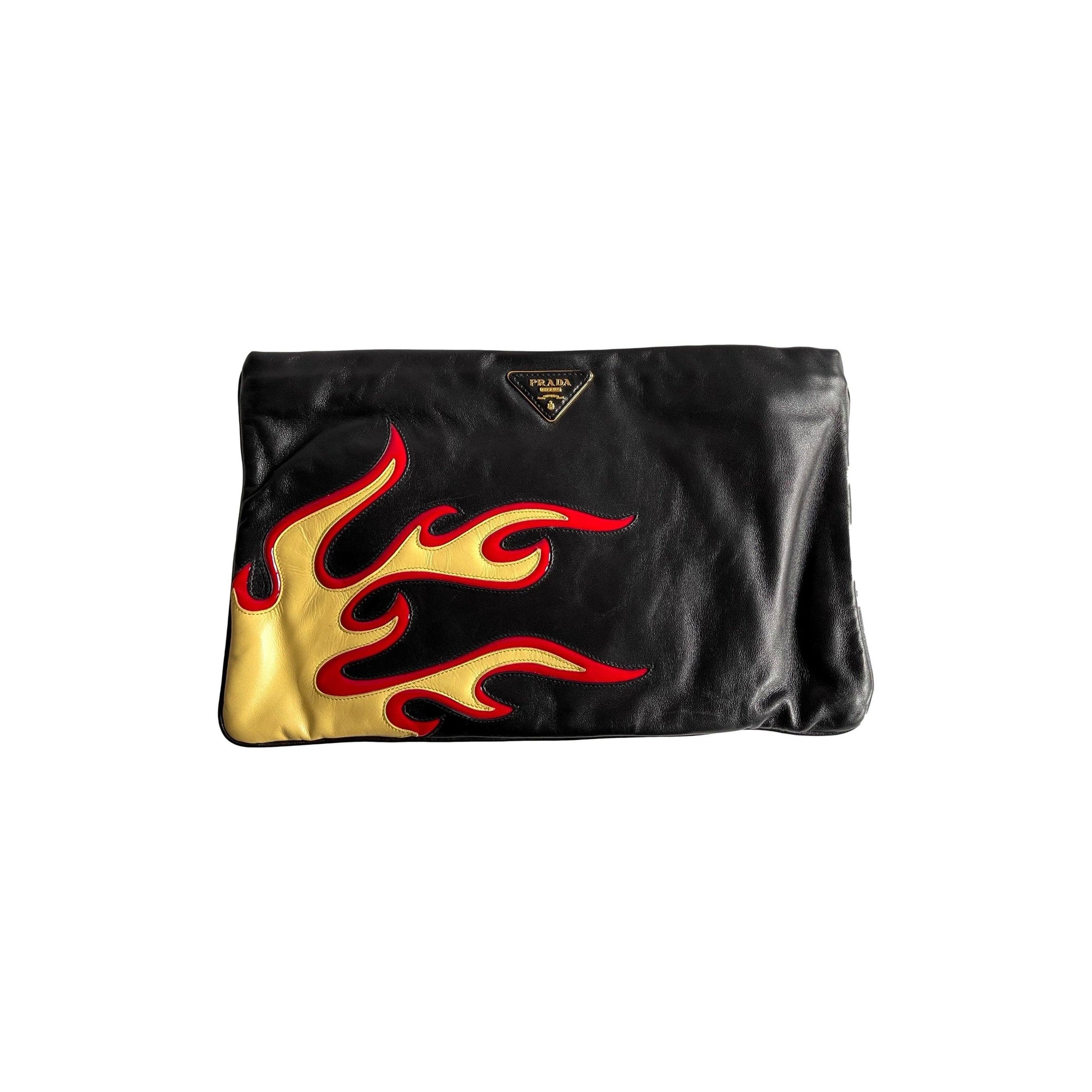 Prada Black Flame Clutch - Accessories