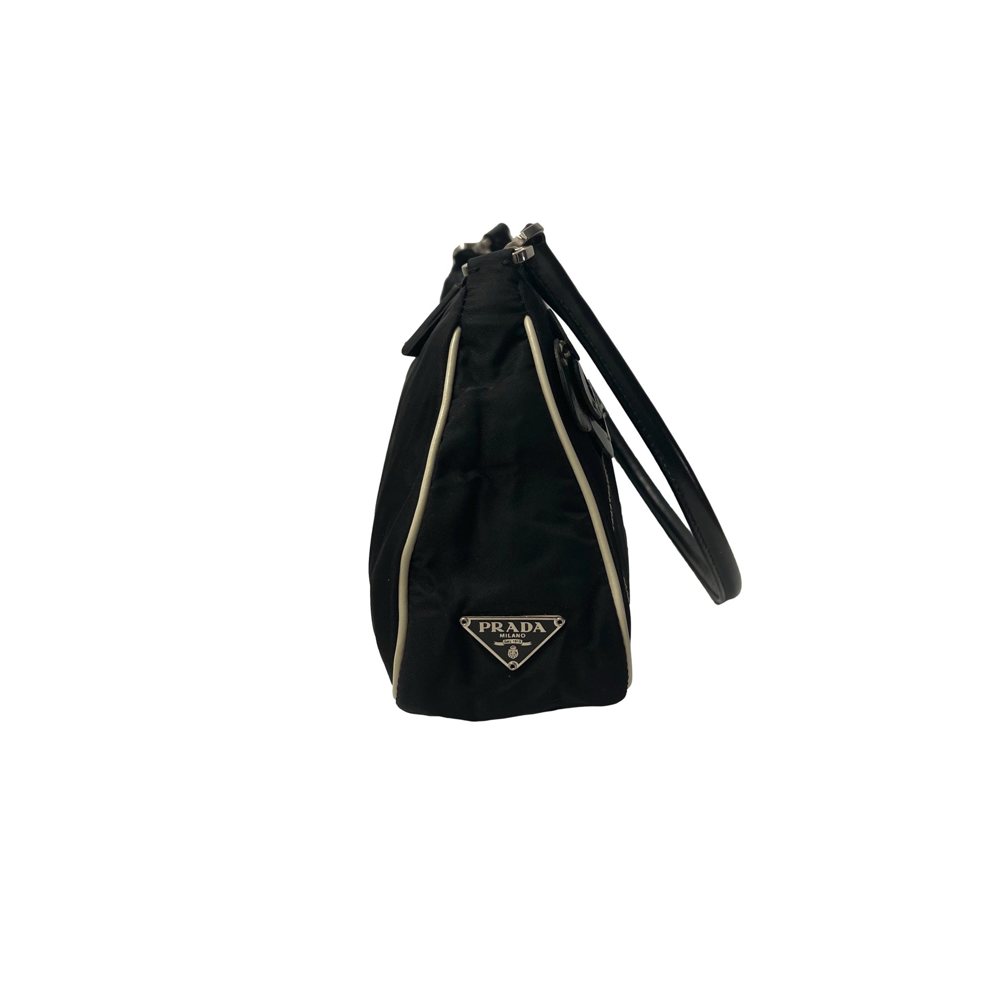Prada Black Floral Nylon Shoulder Bag - Handbags