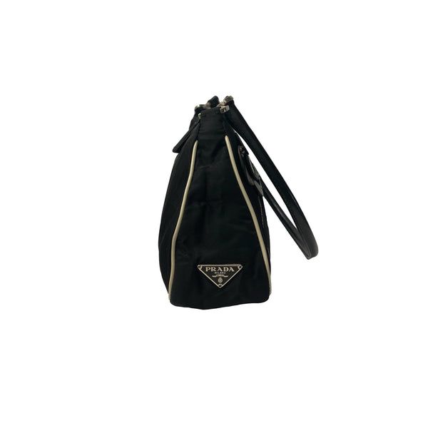 Prada Black Floral Nylon Shoulder Bag