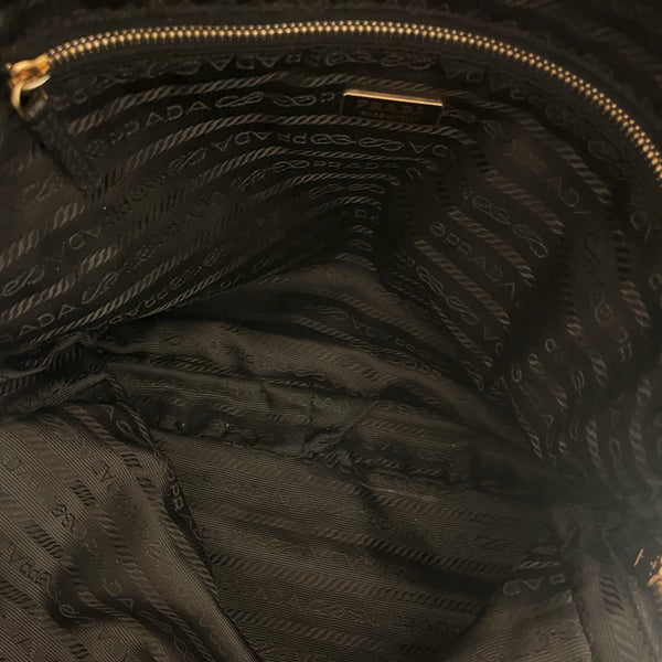 Prada Black Grommet Logo Shoulder Bag - Handbags