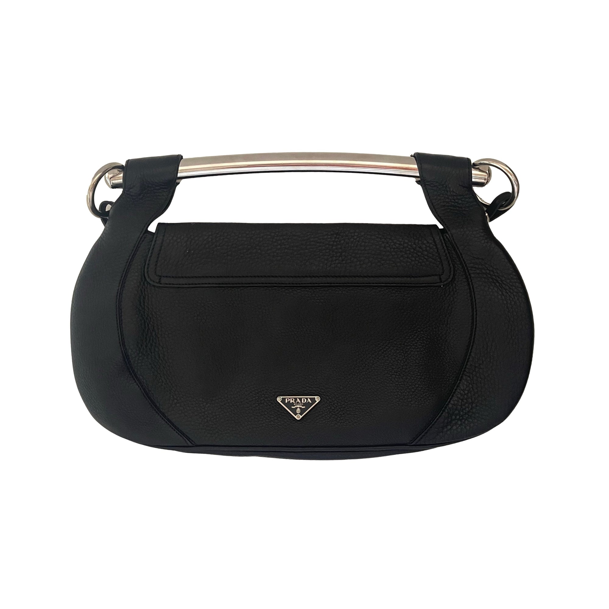 Prada Black Jumbo 2 Way Bar Clutch - Handbags