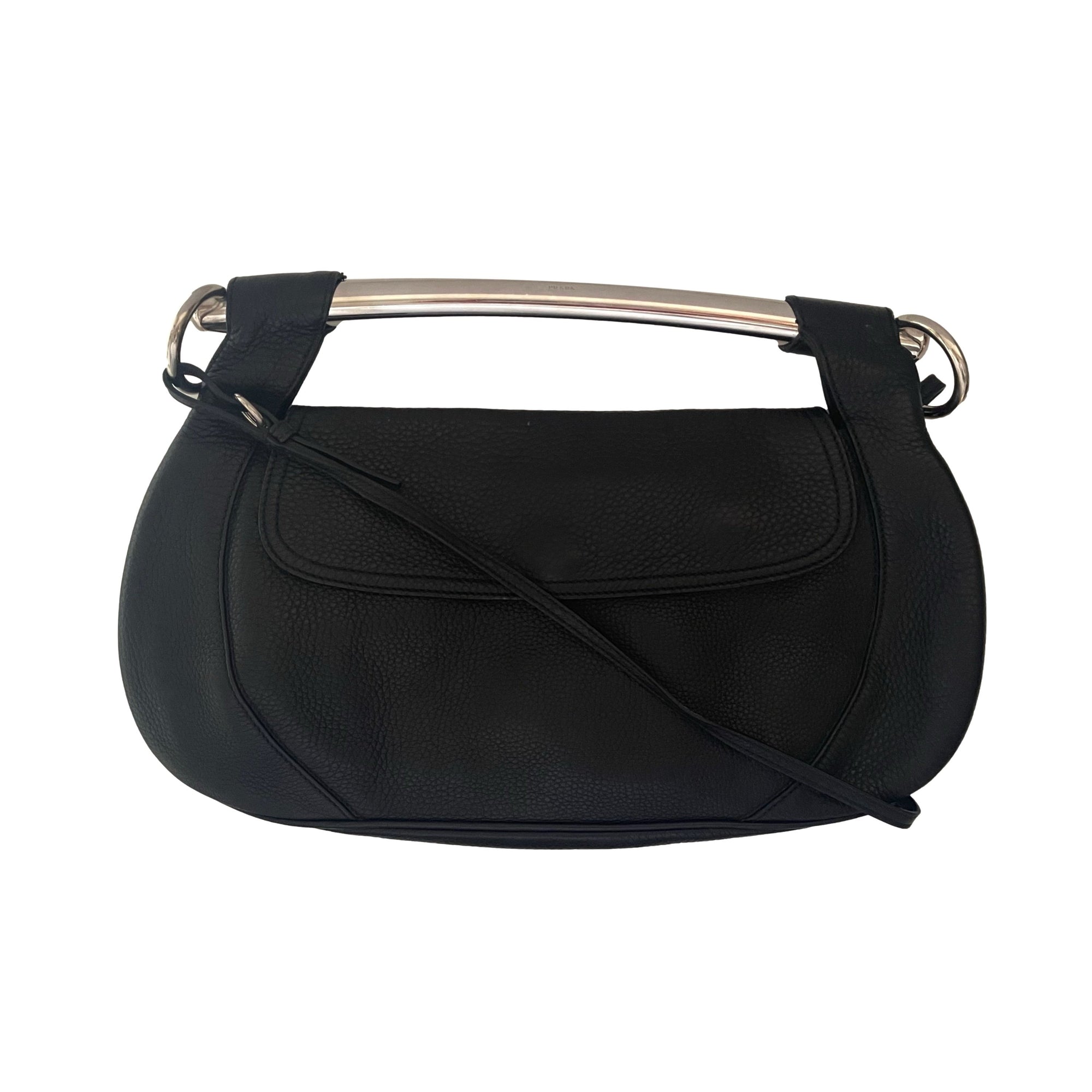 Prada Black Jumbo 2 Way Bar Clutch - Handbags