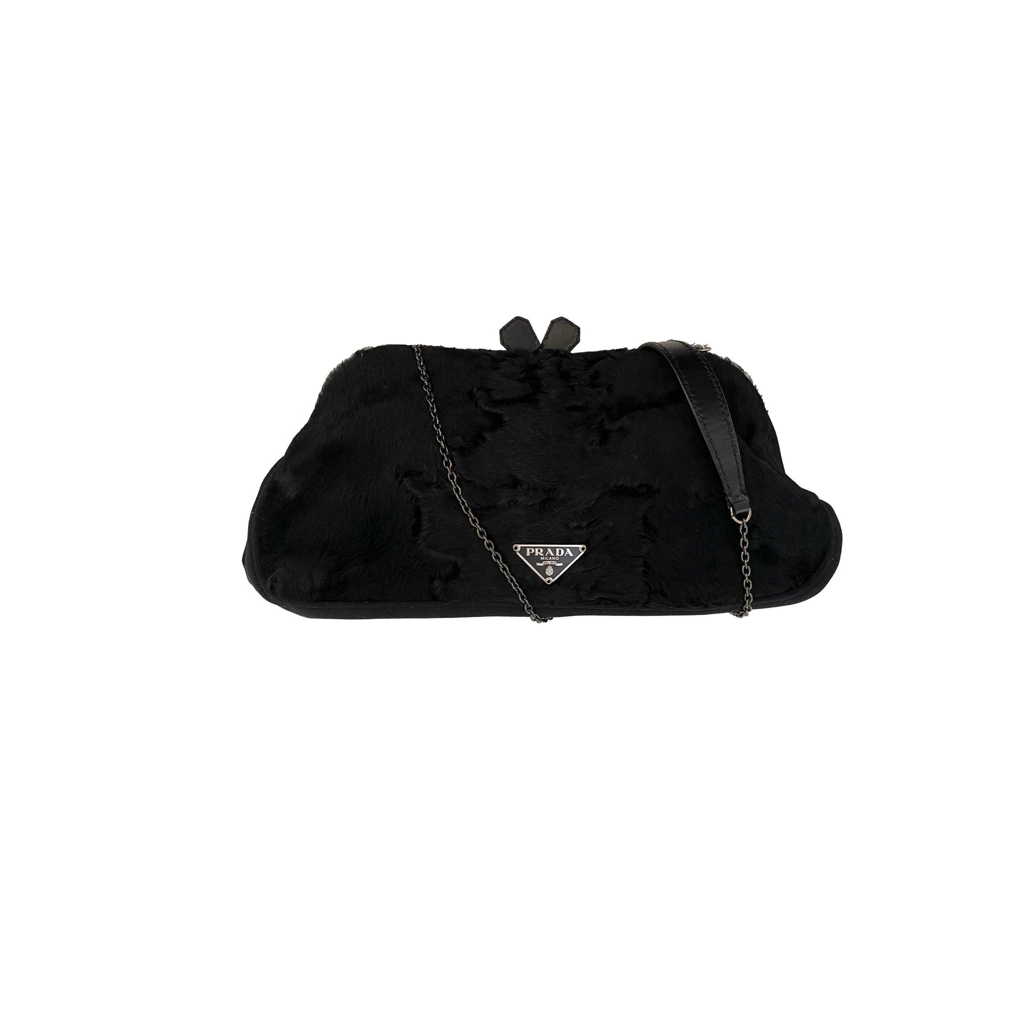 Prada Black Kisslock Chain Bag - Handbags