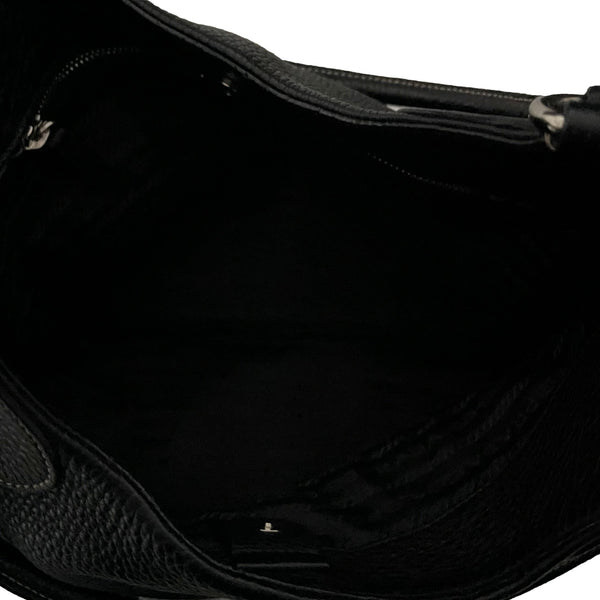 Prada Black Leather Logo Hobo Shoulder Bag - Handbags