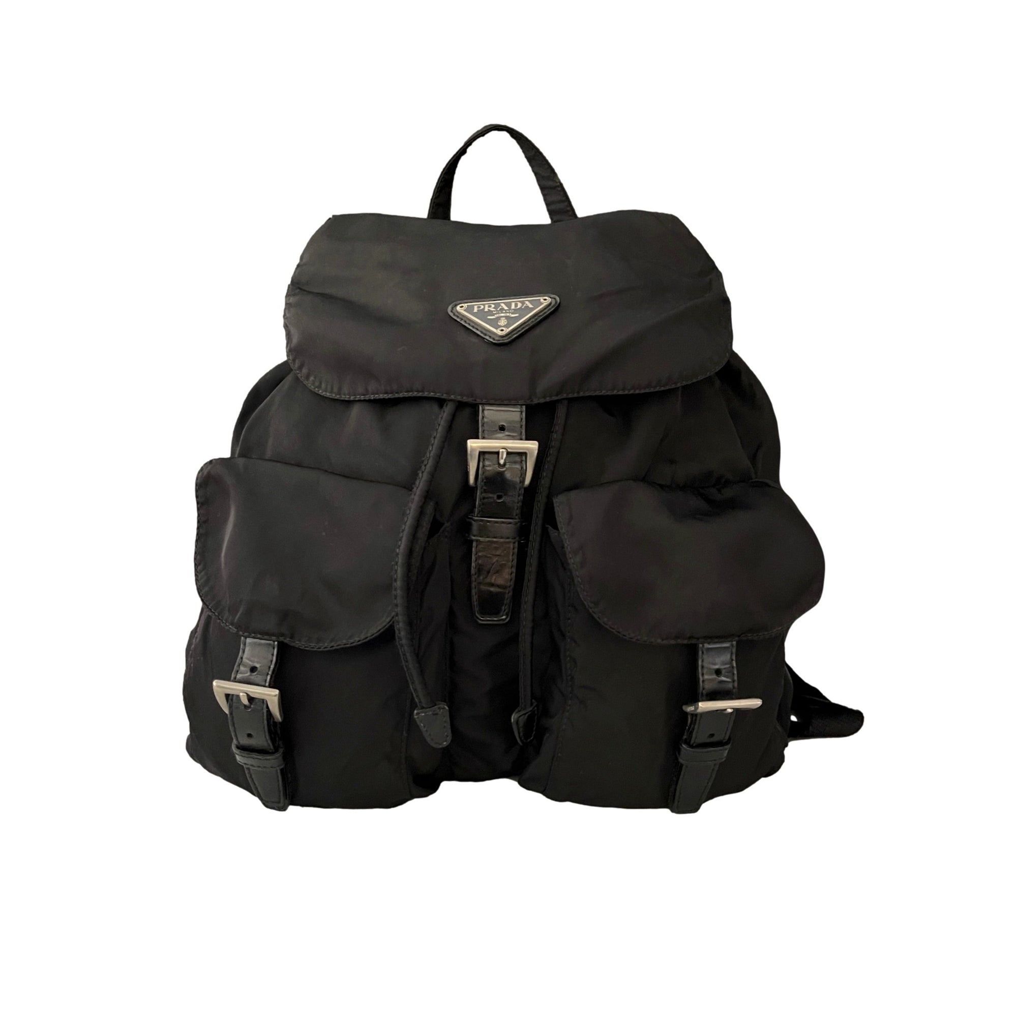 Prada Black Logo Nylon Large Backpack - Handbags