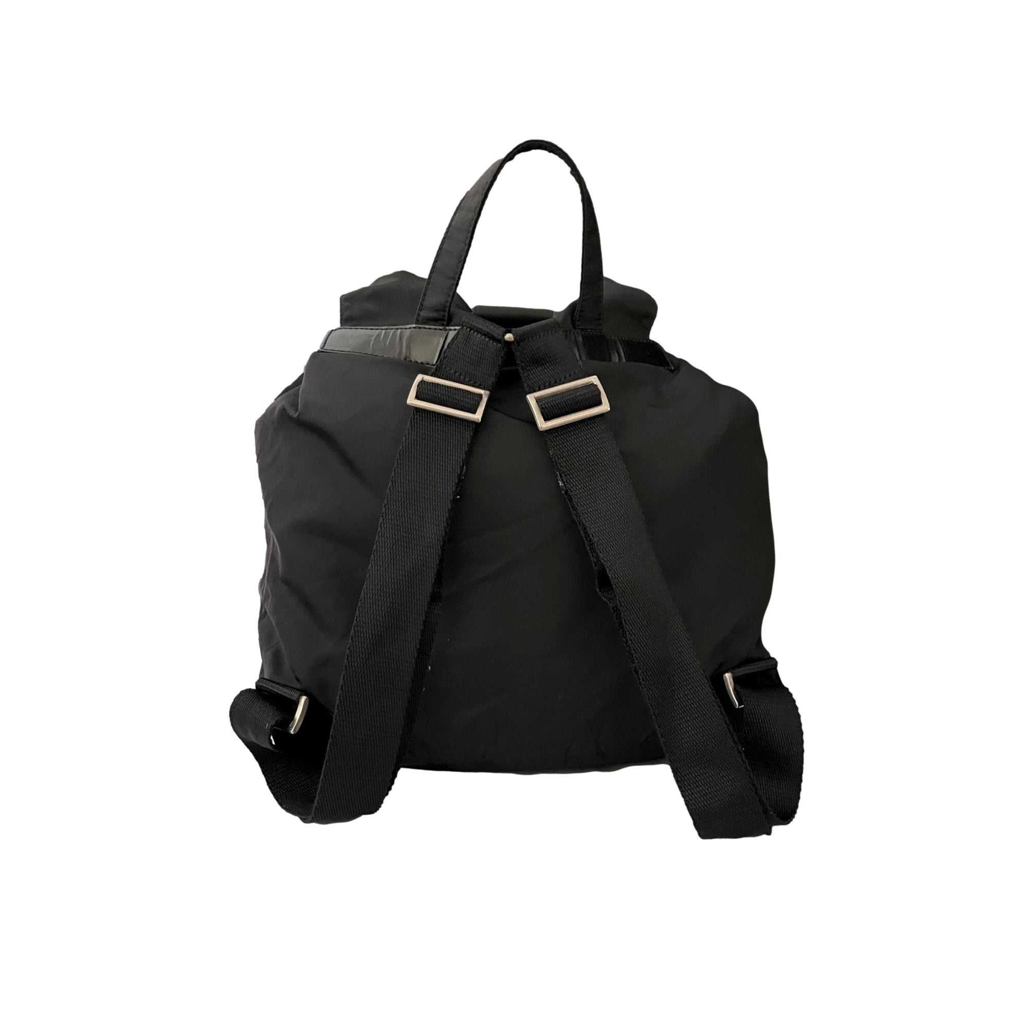 Prada Black Logo Nylon Large Backpack - Handbags