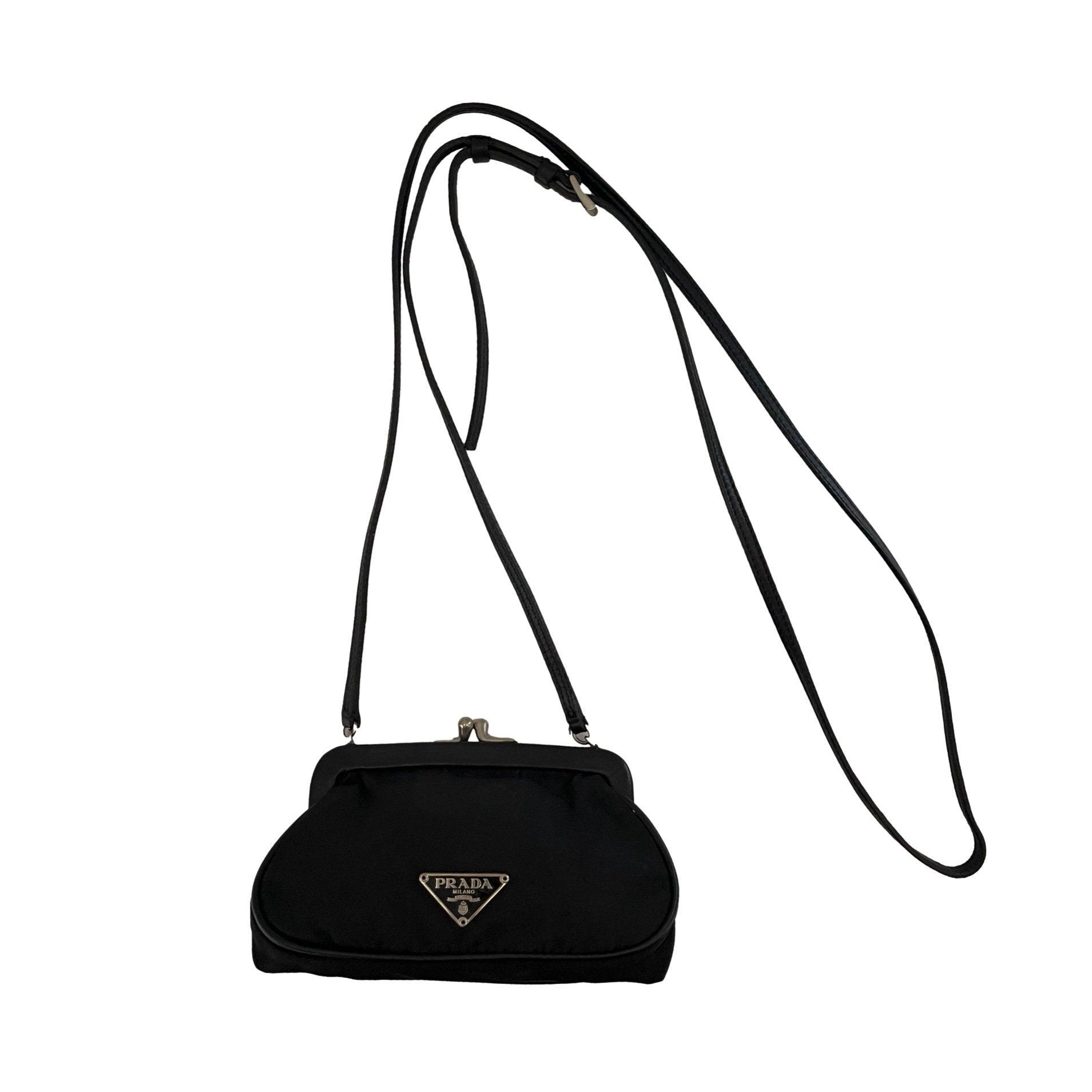 Prada Black Nylon Kisslock Mini Bag - Handbags