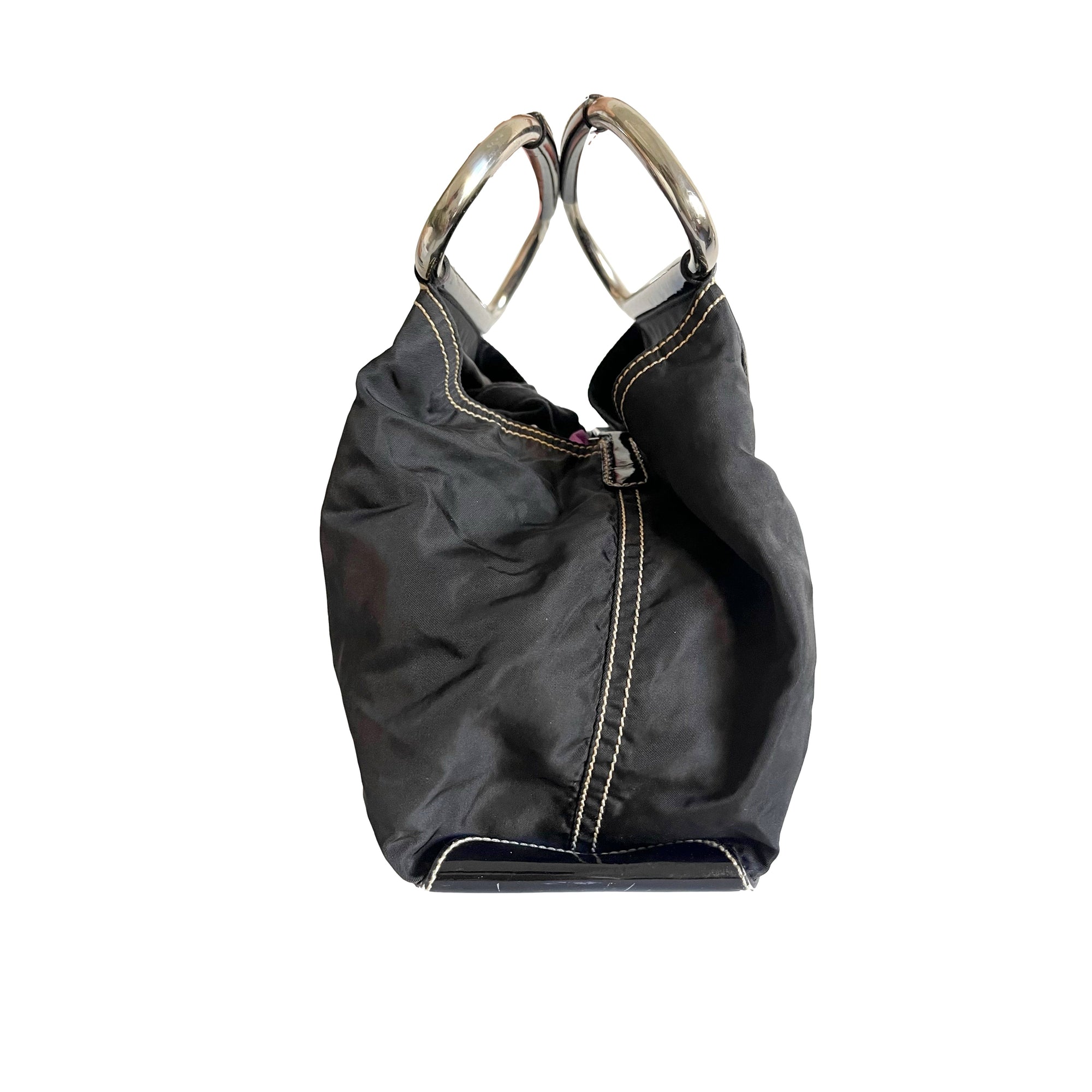 Prada Black Nylon Top Handle Bag - Handbags