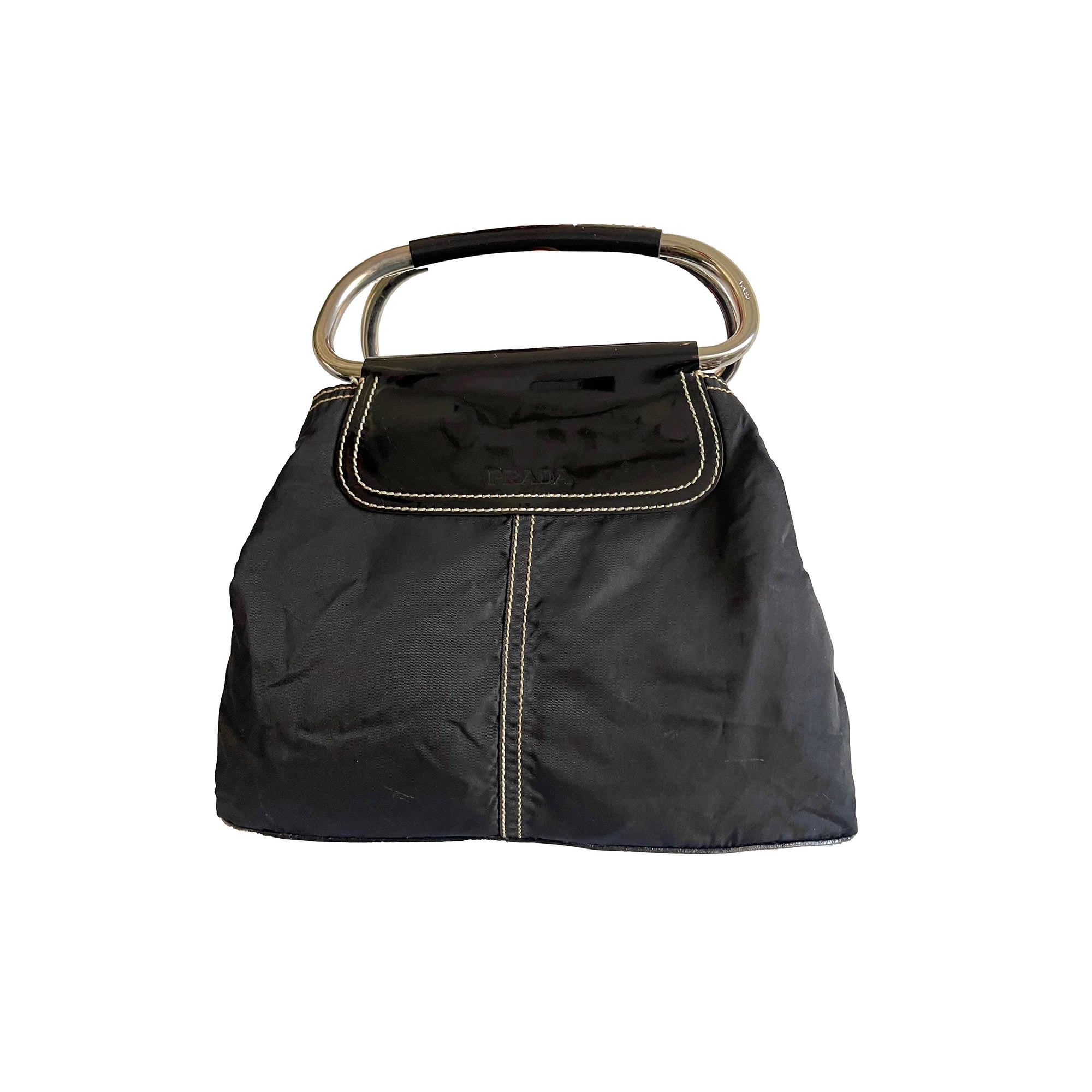 Prada Black Nylon Top Handle Bag - Handbags