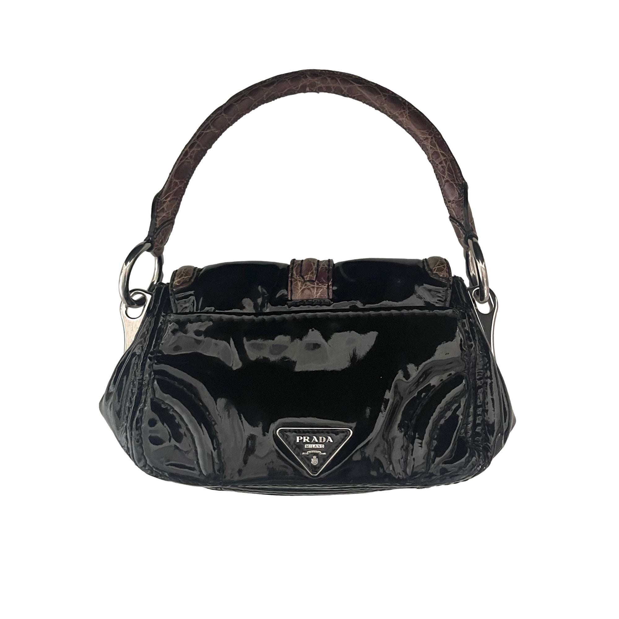 Prada Black Patent Mini Shoulder Bag - Handbags