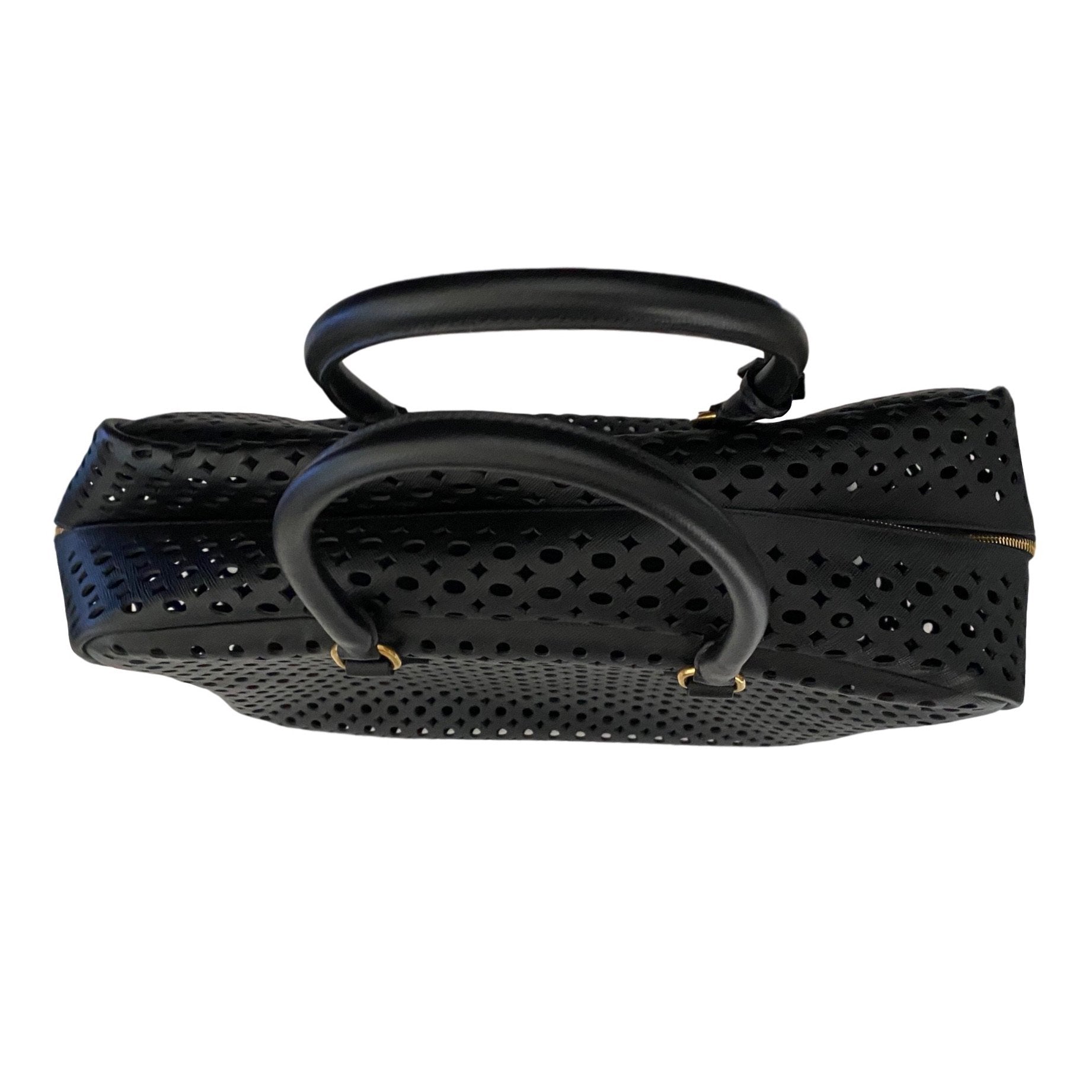 Prada Black Perforated Top Handle Bag