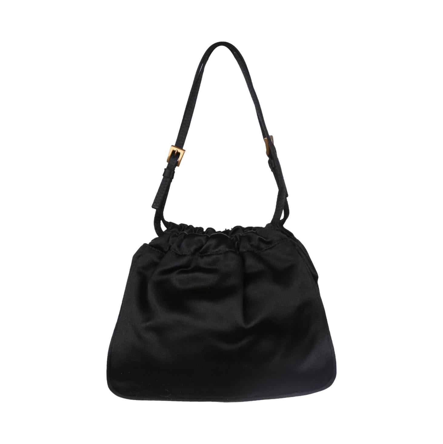 Prada Black Satin Mini Top Handle - Handbags