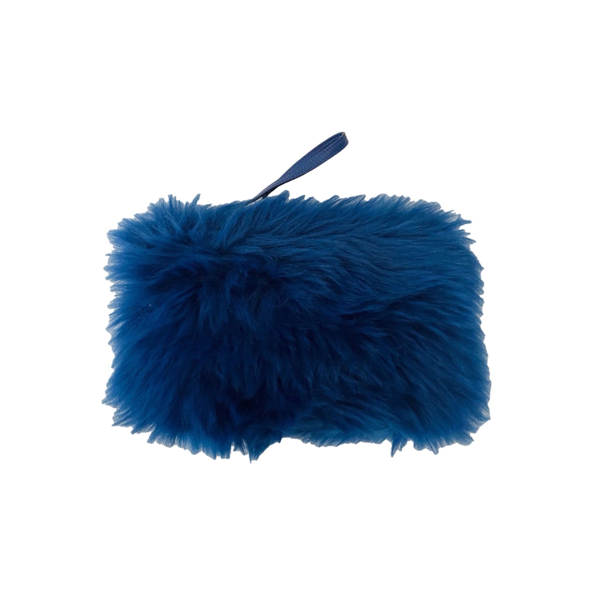 Prada Blue Fuzzy Wristlet - Handbags