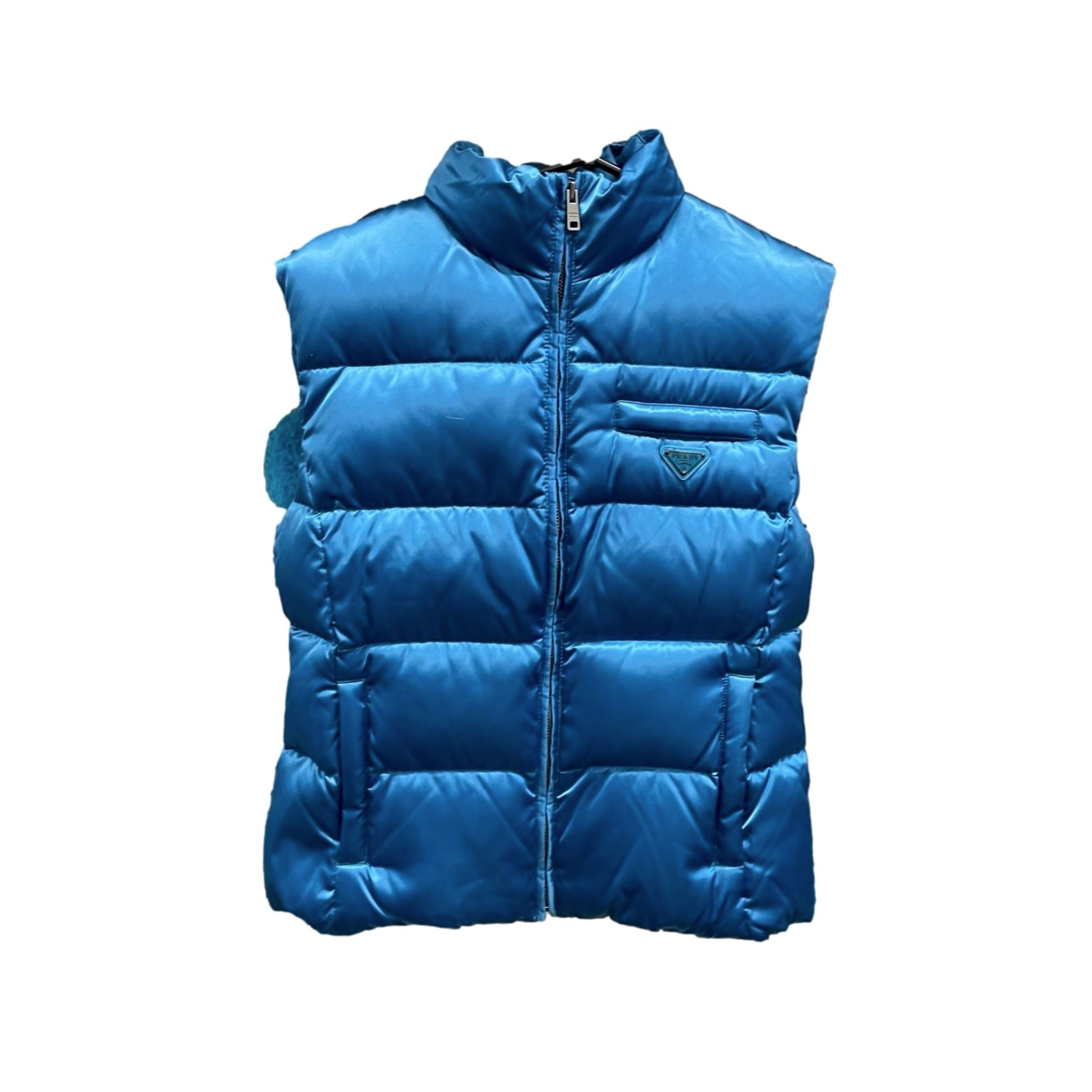 Prada Blue Logo Puffer Vest - Apparel